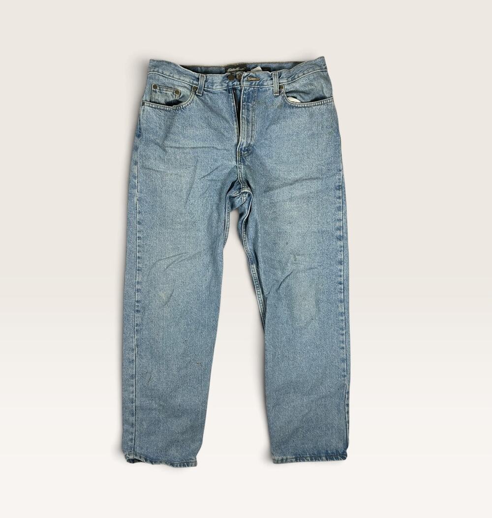 Eddie Bauer Men's Classic Fit Jeans Size 35x30 Light Wash Denim, Worn